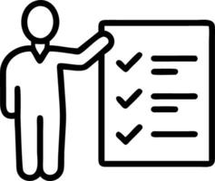 Businessman touches checklist tick ensures task progress tracks project development fosters accountability timely execution improves corporate performance vector