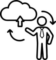 businessman showing virtual glowing cloud computing download loading data information upload system network application data transfer technology data transformation concept concept Set 11 vector