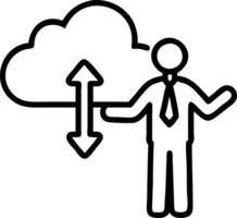 businessman showing virtual glowing cloud computing download loading data information upload system network application data transfer technology data transformation concept concept Set 2 vector