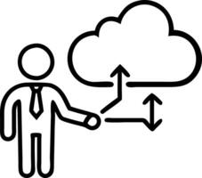 businessman showing virtual glowing cloud computing download loading data information upload system network application data transfer technology data transformation concept concept Set 13 vector