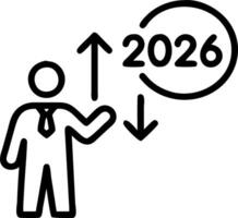 Businessman planning strategy marketing and finance goals for 2026 aiming for business growth with technology AI and environmental care aligning with New Year resolutions and digit Set 2 vector