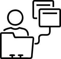 Businessman managing documents on computer with online documentation database digital file storage systemsoftware record keeping database technology file access document sharing c vector