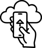 Businessman holding mobile phone upload download cloud space computer technology data information transfer concept vector