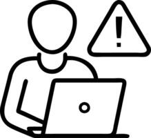 Businessman or IT staff programmer developer using computer laptop triangle caution warning sign notification error maintenance concept vector