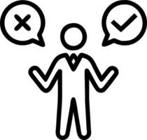 Businessman is thinking and making choices between right and wrong symbols Decide to vote concept Yes or No decisions business options in difficult situations True False crisis vector
