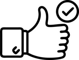 Businessman hand thumbs up with virtual tick mark approving product quality guaranteeing service reliability brand authenticity elevating satisfaction vector