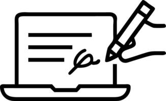 Businessman electronically signing form agreement on laptop representing digital smart contracts electronic document signatures and digital transactions in business and banking con Set 2 vector