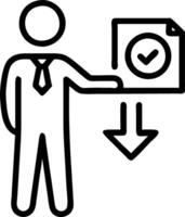 Businessman holding virtual download icon showing progress illustrating value addition to business products and services vector
