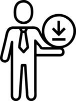 Businessman displaying virtual download progress icon illustrating increasing value added to business products and services through digital enhancements Set 2 vector