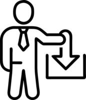 Businessman displaying virtual download progress icon illustrating increasing value added to business products and services through digital enhancements vector