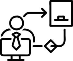 Businessman analyzing process and workflow automation on computer with flowchart businessman in background vector