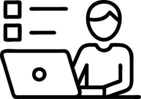 Business performance checklist businessman using laptop online checklist survey filling digital form assessment questionnaire evaluation online exam vector