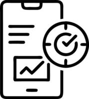 Business performance checklist on phone user completes digital survey measuring productivity streamlines decisions fosters brand reliability continual process vector