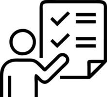 Business performance checklist man checks phone survey ensures consistent progress data driven approach fosters synergy lens improvement brand reliability detailed evaluation conce vector