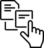 Business hand interacting with virtual screen for document management utilizing online documentation databases digital file storage records keeping and document sharing systems con Set 2 vector