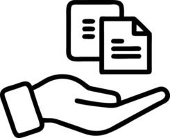 Business hand interacting with virtual screen for document management utilizing online documentation databases digital file storage records keeping and document sharing systems con vector