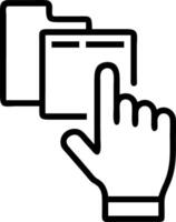 Business hand clicking virtual screen for document management utilizing online documentation databases digital file storage records keeping and document sharing systems Set 3 vector