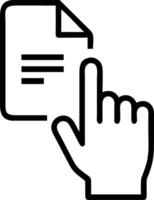 Business hand clicking virtual screen for document management utilizing online documentation databases digital file storage records keeping and document sharing systems vector