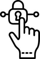 Business hand clicking virtual screen to the icon security on the virtual display to Data protection Cyber Security Privacy Business Internet and Networking Technology concept conc vector
