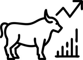 Bull stands confidently in front of detailed stock chart symbolizing bullish market sentiment positive growth stock exchange vector