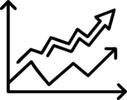 Blue business arrow and stock market graph arrow growing upwards on economic chart icon symbolizing trending growth and financial success vector
