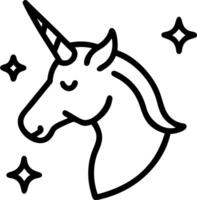 Black and white unicorn head illustration with starry background blending fantasy elements with minimalist design for modern decor and branding vector