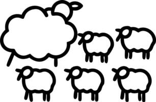 Black sheep standing out in to flock of white sheep vector