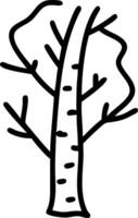 Birch tree with distinctive white bark clipart watercolor illustration hand drawn style white background perfect for nursery art vector