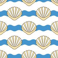 Beachy summer seamless tile pattern with seashells and sand dunes for coastal living spaces vector