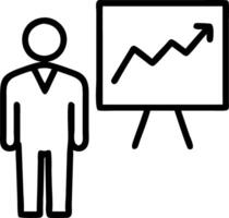 Back view of standing businessman observing to stock market graph against to white background vector