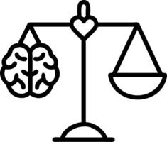 Balance scale weighing heart and brain symbolizing the equilibrium between emotion and logic vector