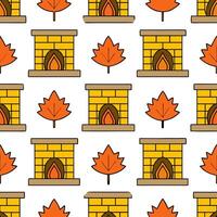 Autumn warmth seamless tile pattern with cozy blankets and golden maple leaves for inviting home decor Set 9 vector