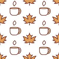 Autumn warmth seamless tile pattern with cozy blankets and golden maple leaves for inviting home decor Set 14 vector
