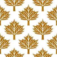 Autumn trees seamless tile pattern with vibrant maple and oak leaves for warm home decor Set 6 vector