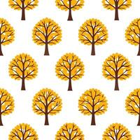 Autumn trees seamless tile pattern with vibrant maple and oak leaves for warm home decor Set 2 vector