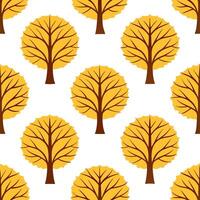Autumn trees seamless tile pattern with vibrant maple and oak leaves for warm home decor Set 3 vector