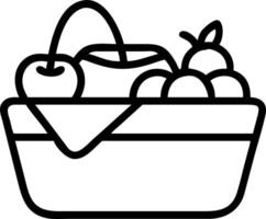 Autumn picnic basket clipart showing entire basket with fall elements filled with apples and blankets in watercolor illustration crisp details isolated on white background concept vector