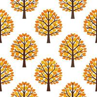 Autumn trees seamless tile pattern with vibrant maple and oak leaves for warm home decor vector
