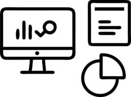 Analyst utilizing computer and dashboard for business data analysis with Data Management System connecting KPI metrics to database for technology finance operations sales marketing vector