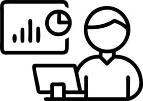Analyst using computer and dashboard for business data analysis managing customer database gathering information for reports data science and digital marketing vector