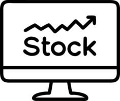 illustration computer monitor displaying financial stock market graph vector