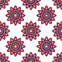 African Maasai beaded patterns and vibrant colors seamless tile pattern with bold reds and blues for cultural decor vector