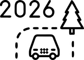 Aerial top view road in forest with car to start the new year 2026 Goal plan action Business target and growth strategy Business annual plan and development for achieving goals an vector