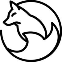 Abstract fox logo design in circular shape with black and white background ideal for modern branding and minimalist graphic projects vector