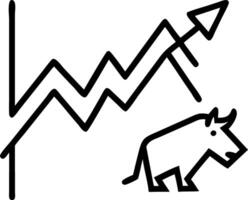 Abstract crypto bear and bull stock bull and bear market with red downward and upward trend charts on investment trading depicting pessimistic expectations vector