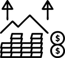 A stack of gold coins with red arrows pointing upwards symbolizing financial growth and stock market rise Set 3 vector