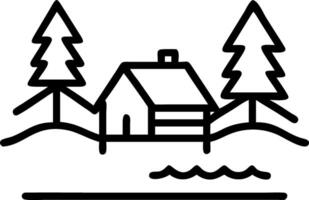 A serene red cabin stands isolated by to tranquil lake surrounded by to dense forest blanketed in snow creating to peaceful winter scene Set 7 vector