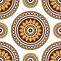 Aboriginal Dot Art seamless tile pattern with earthy tones and traditional motifs for authentic decor vector