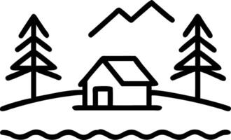 A serene red cabin stands isolated by to tranquil lake surrounded by to dense forest blanketed in snow creating to peaceful winter scene Set 6 vector