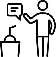 A senior giving to TED talk sharing insightful life lessons and inspiring to wide audience in public speaking illustration vector